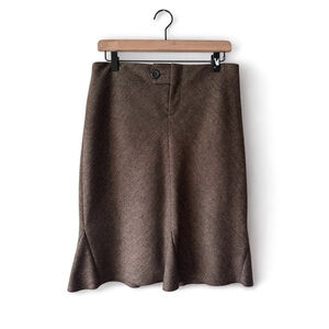 Vince Brown Wool Blend Tulip Hem Skirt Size 12